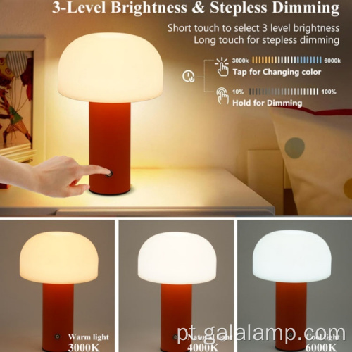 Candeeiro de mesa decorativo recarregável com design de cúpula